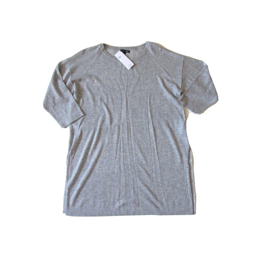 NWT Eileen Fisher Bateau Neck Tunic Dark Pearl Gray Fine Tencel Alpaca Sweater S